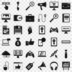 Web link icons set. Simple style of 36 web link vector icons for web for any design