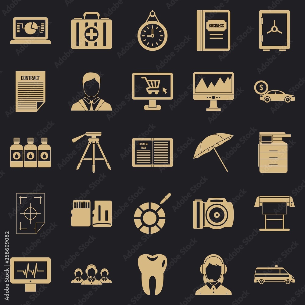 Poster branch office icons set. simple set of 25 branch office vector icons for web for any design