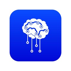 Sensors on human brain icon digital blue for any design isolated on white vector illustration