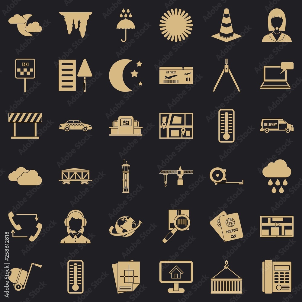 Aufkleber dispatcher icons set. simple style of 36 dispatcher vector icons for web for any design