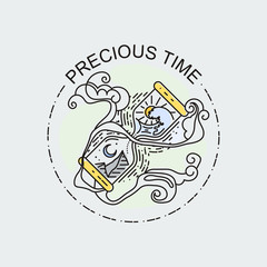 Sacred hourglass - linear design style isolated illustration