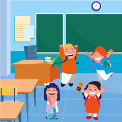 happy little school kids in the classroom