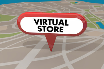 Virtual Store Ecommerce Map Pin 3d Illustration