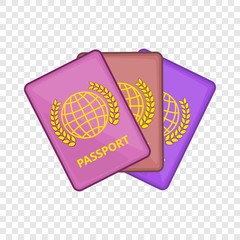 Three passports icon in cartoon style on a background for any web design 