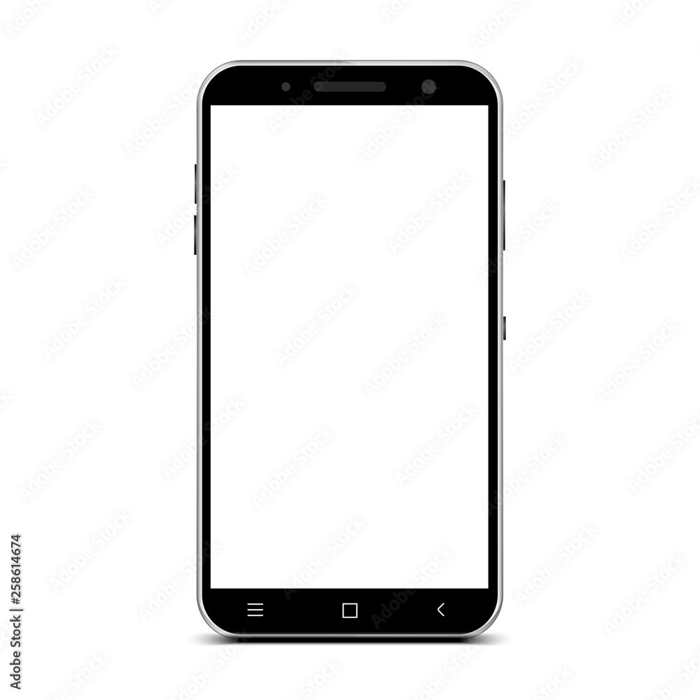 Poster black smartphone with empty touch screen, phone - for stock