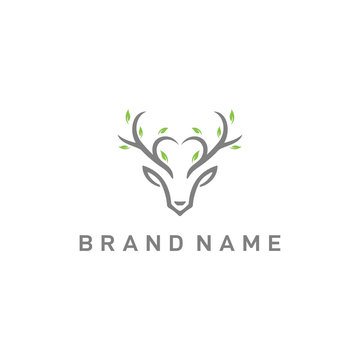 deer leaf logo design