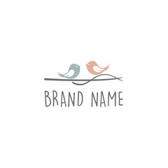 couple cute bird logo design