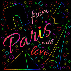 Paris the most famous landmark silhouettes © Kallipso