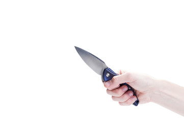 Obraz premium Knife in hand. Hold the knife. Isolate knife in hand.
