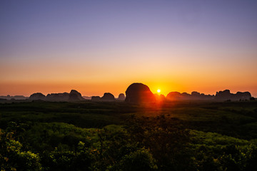 landscape Mountain with sunset in Krabi Thailand