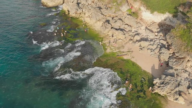 Pantai Tegal Wangi Beach, island of Bali. Indonesia. Aerial view.