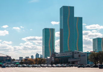 Obraz premium Skyscrapers of Nur-Sultan Astana. Nur-Sultan is the capital city of Kazakhstan and the second-largest city in country.