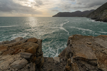 Sea view from Vernazza  at sunset