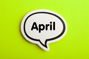 April Speech Bubble Isolated On Yellow