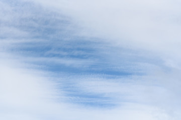 Wispy white clouds against a blue sky as a nature background