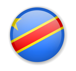 Democratic Republic of Congo flag round bright icon on a white background