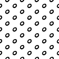 Abstract polka dot pattern with hand drawn dots. Cute vector black and white polka dot pattern. Seamless monochrome polka dot pattern for fabric, wallpapers, wrapping paper, cards and web backgrounds.
