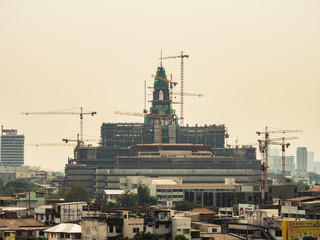 The progress of the construction site the new Parliament Building in Thailand in February 2019