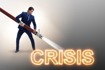 Businessman successfully dealing with crisis and recession