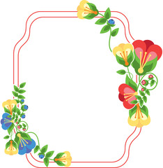 Beautiful frame with decorative bright flowers.