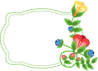 Beautiful frame with decorative bright flowers.