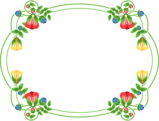 Beautiful frame with decorative bright flowers.