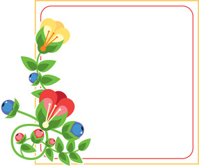 Beautiful frame with decorative bright flowers.