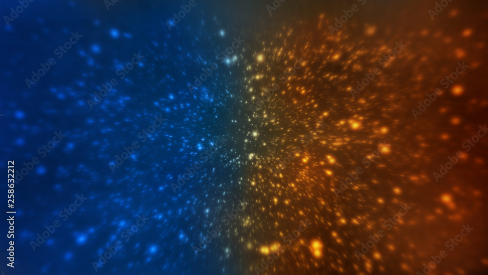 Aufkleber 3d rendering of stars field in abstract fire and ice colors element against (vs) each other backgrou