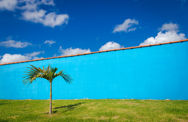 Muro pintado de azul