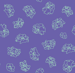 Delicate linear cherry blossom seamless pattern in purple and aqua ready to use. Hand drawn floral botanical background for fashion, textile, wrapping paper and wallpapers.