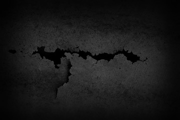 Closeup of dark grunge crack textured background