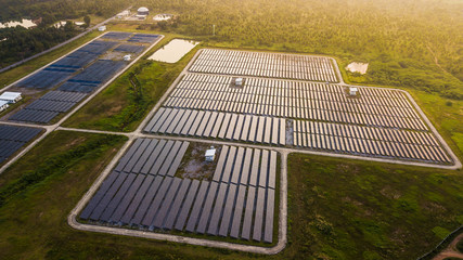 Solar panels in aerial view