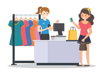 Women shopping vector