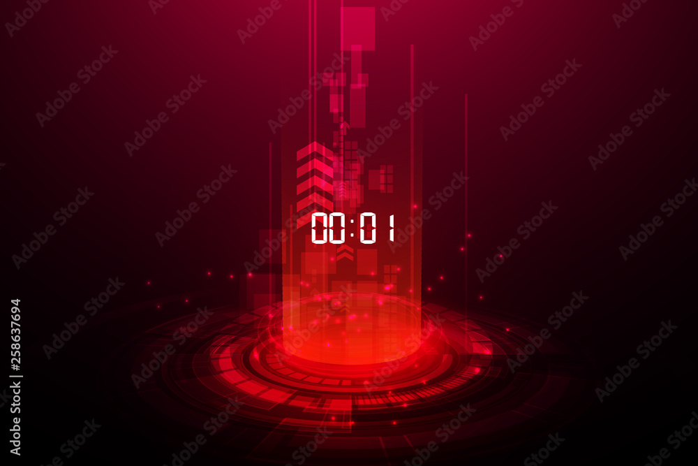Poster abstract futuristic technology background with digital number timer concept and countdown, vector tr