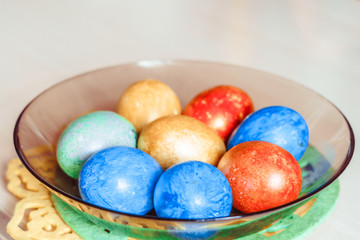 Easter eggs in a plate