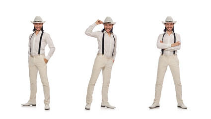 Man in funny concept isolated on white