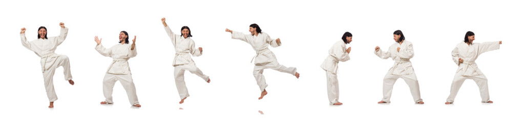 Karate fighter isolated on white