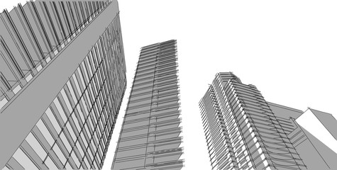 Fototapeta premium Abstract architectral drawing sketch,Illustration