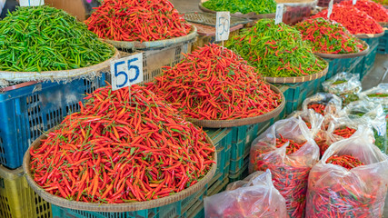 hot chili in the market in South East Asia