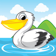 Pelican cartoon, cute cartoon, cute animal