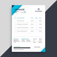 elegant blue invoice template design