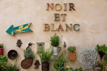 St Remy de Provence, France July 13th 2015 : Noir et blanc (black and white) street art in St Remy