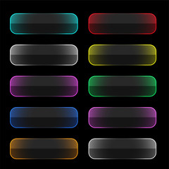 set of colorful neon web buttons