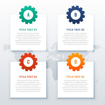 gears infographic background with four steps