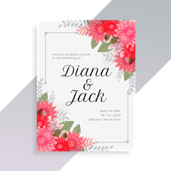 wedding invitation template with beautiful floral art