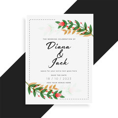 lovely floral wedding invitation card design
