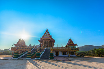 large pavillion of Wat Ban Ngao temple the famous temple in Ranong province Thailand