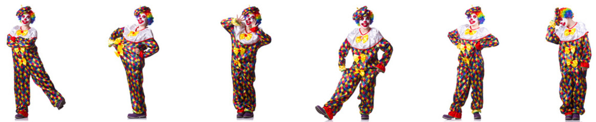 Funny male clown isolated on white 