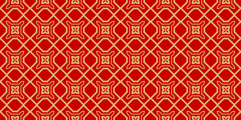 Fototapeta premium Modern Stylish Geometry Seamless Pattern Art Deco Background. Luxury Texture For Wallpaper, Invitation. Vector Illustration And Handmade Symbol. Red gold color