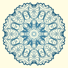 Handdrawn Pattern With Round Floral Mandala. Vector Illustration. Oriental Pattern. Indian, Moroccan, Mystic, Ottoman Motifs. Anti-Stress Therapy Pattern.